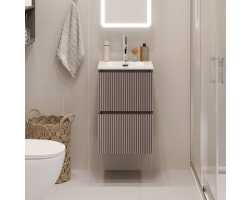 Тумба с раковиной подвесная 40 см, BelBagno UNO-MINI-400-2C-SO-CO Бежевый матовый, раковина белая BB-8099-3-40