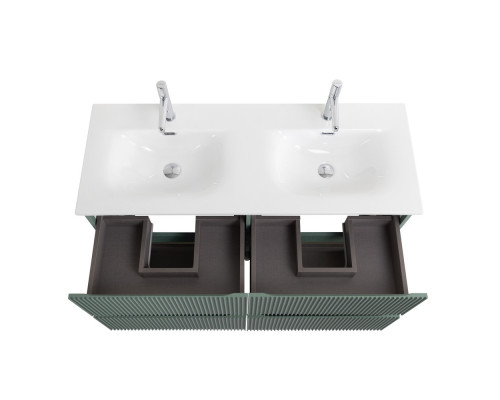 Тумба с раковиной подвесная 120 см, BelBagno UNO-1200-4C-SO-VO Еловый матовый, раковина белая BB-8099-120-2 с 2-я чашами