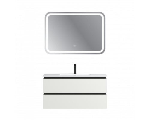 Тумба подвесная с керамической раковиной, CEZARES PLANE-1000-2C-SO-BL, белая  глянцевая, раковина CZR-8002-100