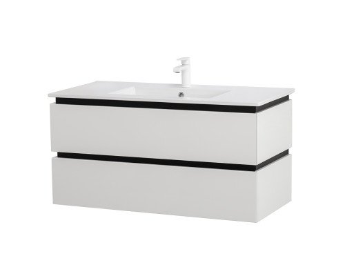 Тумба подвесная с керамической раковиной, CEZARES PLANE-1000-2C-SO-BL, белая  глянцевая, раковина CZR-8002-100