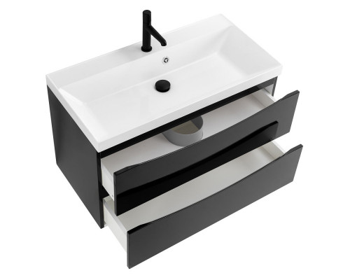 Тумба с раковиной подвесная BelBagno MARINO-800 Nero Lucido, раковина белая BB800/450-LV-MR-AST