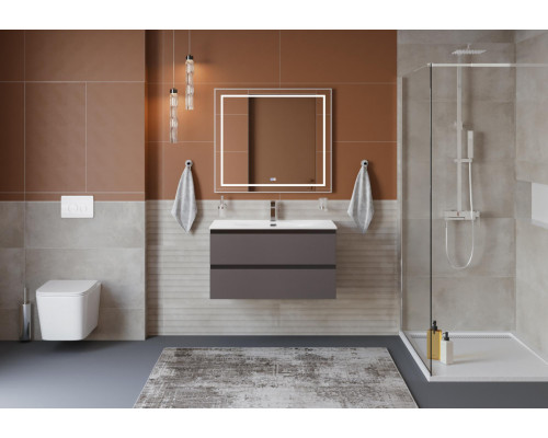 Тумба с раковиной подвесная BelBagno KRAFT-800-2C-SO-GSO, 80см, Темно-Серый Матовый, раковина белая BB-8099-80