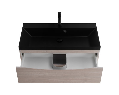 Тумба с раковиной подвесная BelBagno MARINO-800 Rovere Grigio, раковина черная BB800/450-LV-ART-AST-NERO