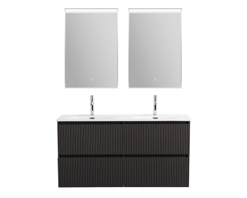 Тумба с раковиной подвесная 120 см, BelBagno UNO-1200-4C-SO-GSO Темно-Серый матовый, раковина белая BB-8099-120-2 с 2-я чашами