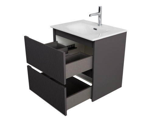 Тумба с раковиной подвесная 70 см, BelBagno UNO-700-2C-SO-GSO Темно-Серый матовый, раковина белая BB-8099-70