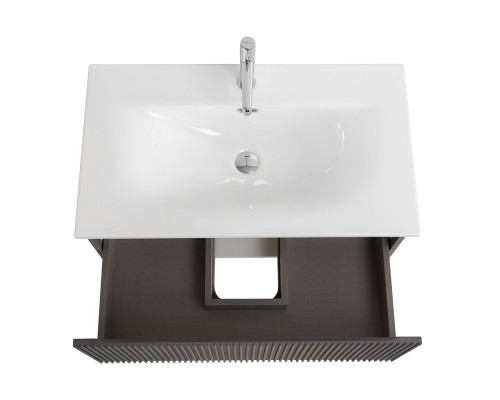 Тумба с раковиной подвесная 80 см, BelBagno UNO-800-1C-SO-GSO Темно-Серый матовый, раковина белая BB-8099-80