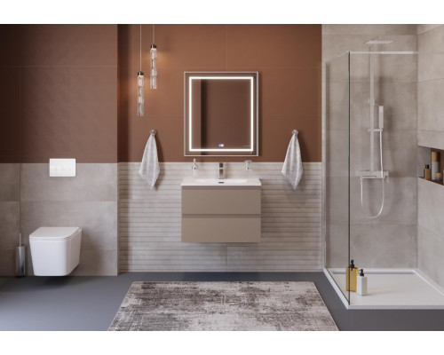 Тумба с раковиной подвесная BelBagno KRAFT-600-2C-SO-CO, 60 см, Бежевый Матовый, раковина белая BB-8099-60