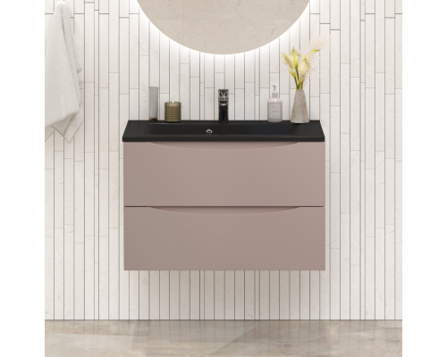 Тумба с раковиной подвесная BelBagno MARINO-800 Capucino Lucido, раковина чернаяBB800/450-LV-ART-PR-NERO