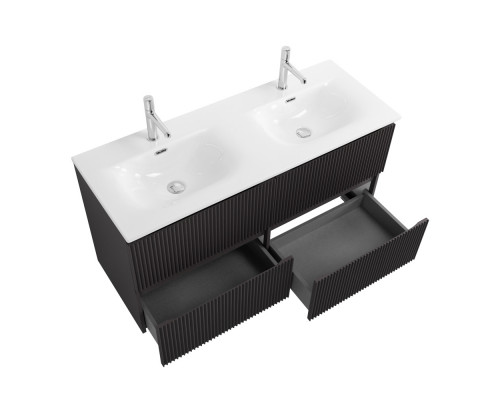 Тумба с раковиной подвесная 120 см, BelBagno UNO-1200-4C-SO-GSO Темно-Серый матовый, раковина белая BB-8099-120-2 с 2-я чашами