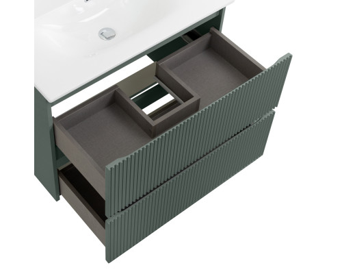 Тумба с раковиной подвесная 80 см, BelBagno UNO-800-2C-SO-VO Еловый матовый, раковина белая BB-8099-80