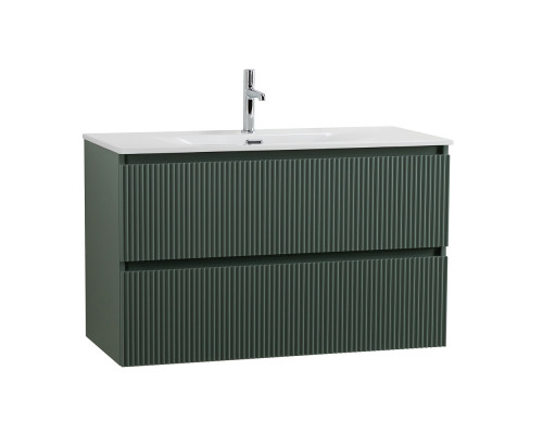 Тумба с раковиной подвесная 100 см, BelBagno UNO-1000-2C-SO-VO Еловый матовый, раковина белая BB-8099-100