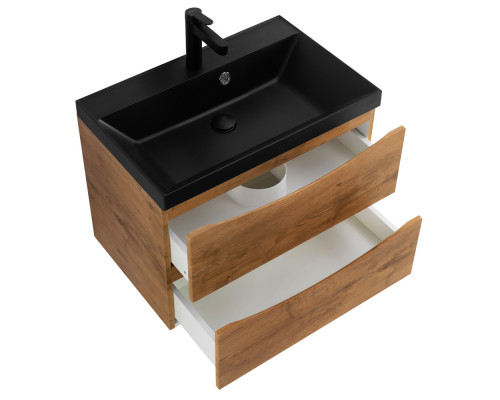 Тумба с раковиной подвесная BelBagno MARINO-700 Rovere Nature, раковина чёрная BB700/450-LV-ART-AST-NERO