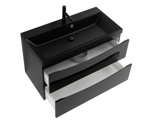 Тумба с раковиной подвесная BelBagno MARINO-800 Nero Lucido, раковина черная BB800/450-LV-ART-AST-NERO