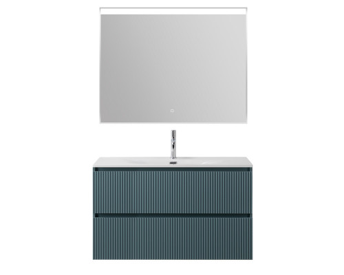 Тумба с раковиной подвесная 100 см, BelBagno UNO-1000-2C-SO-AO Голубой матовый, раковина белая BB-8099-100