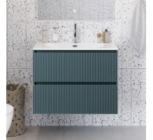 Тумба с раковиной подвесная 80 см, BelBagno UNO-MINI-800-2C-SO-AO Голубой матовый, раковина белая BB-8099-3-80