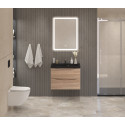 Тумба с раковиной для ванной BelBagno MARINO-600 Rovere Bianco, раковина черная BB600/450-LV-ART-AST-NERO