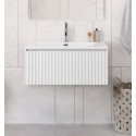 Тумба с раковиной подвесная 100 см, BelBagno UNO-1000-1C-SO-BO Bianco Opaco, раковина белая BB-8099-100