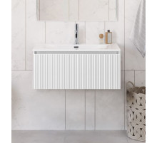 Тумба с раковиной подвесная 100 см, BelBagno UNO-1000-1C-SO-BO Bianco Opaco, раковина белая BB-8099-100