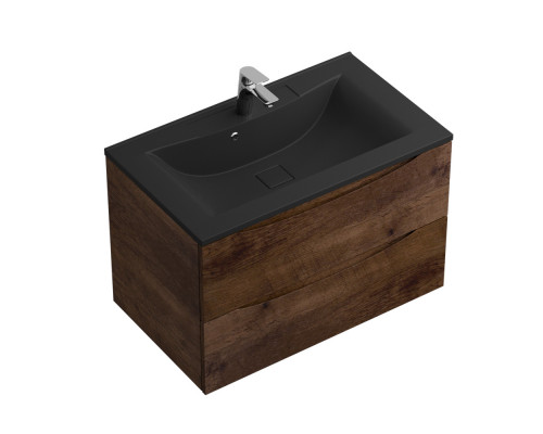 Тумба с раковиной подвесная BelBagno MARINO-800 Rovere Moro, раковина черная BB800/450-LV-ART-PR-NERO