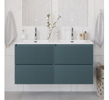 Тумба с раковиной подвесная 120 см, BelBagno UNO-1200-4C-SO-AO Голубой матовый, раковина белая BB-8099-120-2 с 2-я чашами