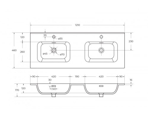 Мебель для ванной подвесная с четырьмя ящиками CEZARES DUET-N-1200-4C-SO-2-PS-P Фисташковый Софт