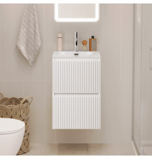 Тумба с раковиной подвесная 40 см, BelBagno UNO-MINI-400-2C-SO-BO Белая матовая, раковина белая BB-8099-3-40