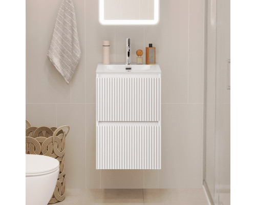 Тумба с раковиной подвесная 40 см, BelBagno UNO-MINI-400-2C-SO-BO Белая матовая, раковина белая BB-8099-3-40