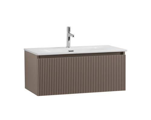 Тумба с раковиной подвесная 80 см, BelBagno UNO-800-1C-SO-CO Бежевый матовый, раковина белая BB-8099-80