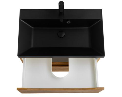 Тумба с раковиной подвесная BelBagno MARINO-600 Rovere Nature, раковина черная BB600/450-LV-ART-AST-NERO