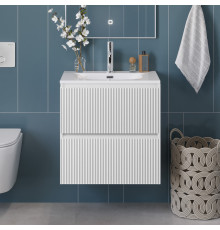 Тумба с раковиной подвесная 60 см, BelBagno UNO-600-2C-SO-BO Bianco Opaco, раковина белая BB-8099-60