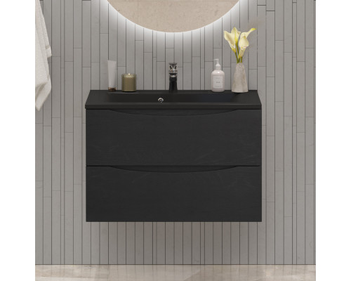 Тумба с раковиной подвесная BelBagno MARINO-800 Rovere Cioccolato Amaro, раковина  BB800/450-LV-ART-PR-NERO
