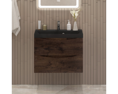 Тумба с раковиной подвесная BelBagno MARINO-700 Rovere Moro, раковина чёрная BB700/450-LV-ART-AST-NERO