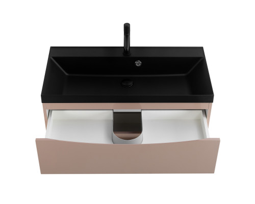 Тумба с раковиной подвесная BelBagno MARINO-800 Capucino Lucido, раковина черная BB800/450-LV-MR-AST-NERO