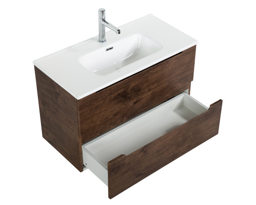 Тумба с раковиной подвесная 80 см, BelBagno ETNA39-800/390-2C-SO-RW-P Rovere Moro, раковина BB800/390ETL белая