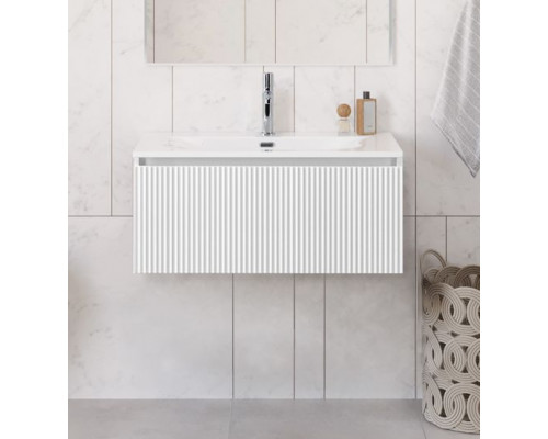 Тумба с раковиной подвесная 80 см, BelBagno UNO-800-1C-SO-BO Bianco Opaco, раковина белая BB-8099-80