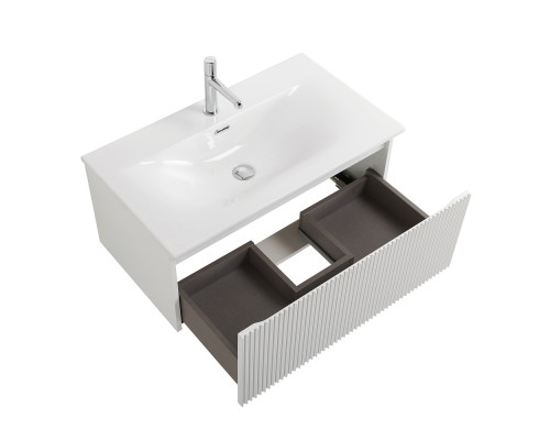 Тумба с раковиной подвесная 100 см, BelBagno UNO-1000-1C-SO-BO Bianco Opaco, раковина белая BB-8099-100