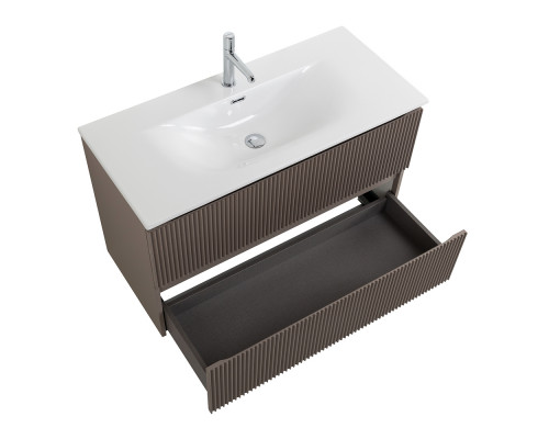 Тумба с раковиной подвесная 120 см, BelBagno UNO-1200-2C-SO-CO Бежевый матовый, раковина белая BB-8099-120