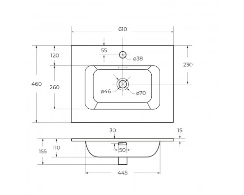 Мебель для ванной подвесная CEZARES DUET-N-600-2C-SO-BL Bianco Lucido эмаль