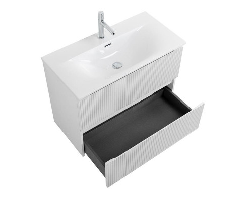 Тумба с раковиной подвесная 80 см, BelBagno UNO-MINI-800-2C-SO-BO Белая матовая, раковина белая BB-8099-3-80