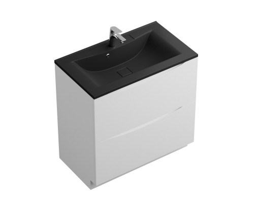 Тумба с раковиной напольная BelBagno MARINO-800 Bianco Lucido, раковина чёрная BB800/450-LV-ART-PR-NERO