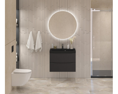 Тумба с раковиной подвесная BelBagno MARINO-600 Nero Lucido, раковина черная BB600/450-LV-ART-AST-NERO