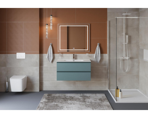 Тумба с раковиной подвесная BelBagno KRAFT-900-2C-SO-AO, 90 см, Голубой матовый, раковина белая BB1000ETL