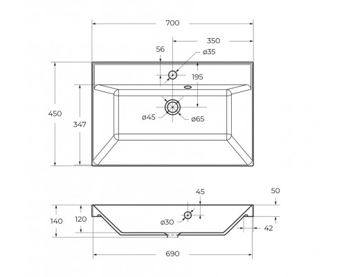 Тумба с раковиной напольная BelBagno MARINO-700 Bianco Lucido, раковина черная BB700/450-LV-ART-AST-NERO