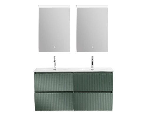 Тумба с раковиной подвесная 120 см, BelBagno UNO-1200-4C-SO-VO Еловый матовый, раковина белая BB-8099-120-2 с 2-я чашами