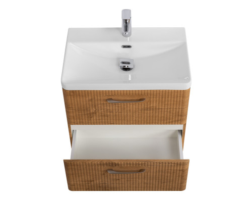 Подвесная тумба с раковиной Belbagno DUE 60 см Rovere Nature DUE-600-2C-SO-RN-P + BB-8076-3-60