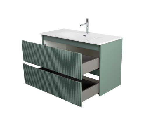 Тумба с раковиной подвесная 100 см, BelBagno UNO-1000-2C-SO-VO Еловый матовый, раковина белая BB-8099-100