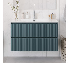 Тумба с раковиной подвесная 100 см, BelBagno UNO-1000-2C-SO-AO Голубой матовый, раковина белая BB-8099-100