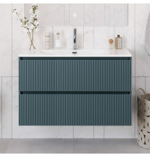 Тумба с раковиной подвесная 100 см, BelBagno UNO-1000-2C-SO-AO Голубой матовый, раковина белая BB-8099-100