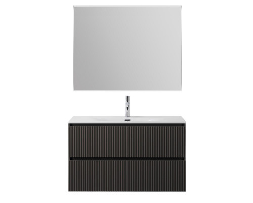 Тумба с раковиной подвесная 90 см, BelBagno UNO-MINI-900-2C-SO-GSO Темно-Серый матовый, раковина белая BB-8099-3-90