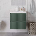 Тумба с раковиной подвесная 60 см, BelBagno UNO-600-2C-SO-VO Еловый матовый, раковина белая BB-8099-60